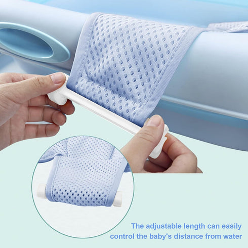 Universal Adjustable Baby Bath Tube Support Mesh Net Soft Breathable Infants Shower Pad 4-Points Anti-Slip Bathtub Seat with Sponge Cushion for To...