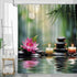 Zen Shower Curtain Asian Lotus Bamboo Zen Stone Floral Water Ripple Spa Relaxation Elegant Plant Wildflower Rustic Bathroom Decor Curtains 70x70 i...