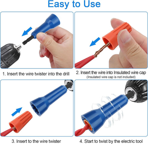 SUNJOYCO 3PCS Wire Nut Twister Tools for Drill, Wire Twisting Spinner, Wire Spin Twister Nut Connector Socket, Wire Twisting Tools with 1/4" Chuck...