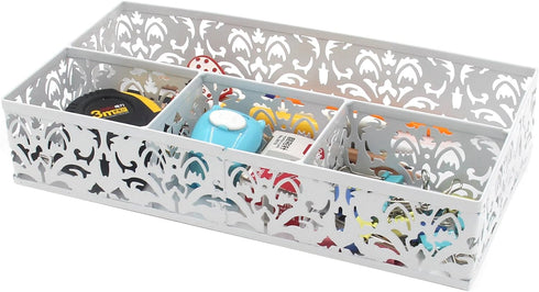 EasyPAG Desk Drawer Organizer with 3 Small Bins and 1 Long Bin,White...