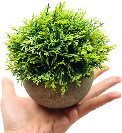 Mini Fake Cypress Cedar Plants for Bathroom Home Office Desk Decor, Small Artificial Faux Greenery for Farmhouse Decorations (Potted Plants) (1)...