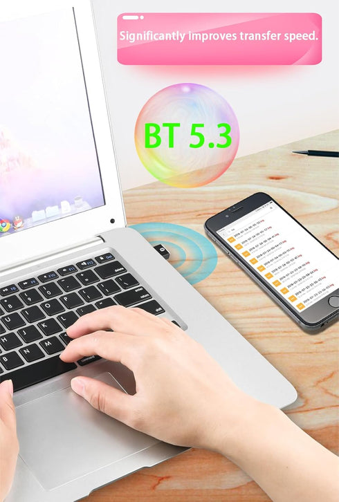 USB Bluetooth 5.3 Adapter for PC Supports Windows 11/10/8.1/7,Plug &Play For Win11/10, Mini 5.3+EDR Bluetooth Dongle Receiver&Transmitter for PC,L...