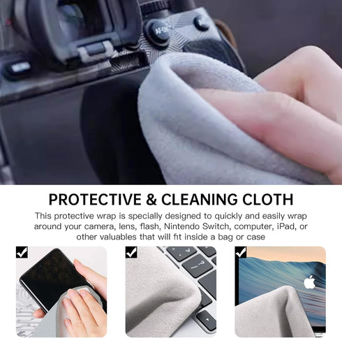 BEIYANG Camera Protective Wrap, Lens Protector Wrapper, 13.8x13.8 Inch Grey Magic Self-Adhesive Cloth for Camera/Lens/Phone/DSLR/Laptop/Accessorie...
