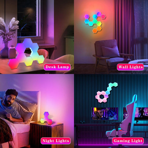 RGBW Lights, Gaming Lights, Party Lights with APP, Remote Control, Time LED Wall Lights with Music Sync, Dimmable Brightness Night Light, DIY Desk...