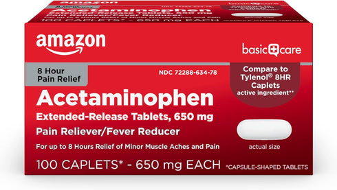 Amazon Basic Care Acetaminophen Extended-Release Tablets, 650 mg, 100 Count...