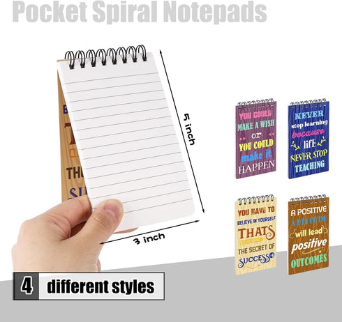 4PCS Pocket Notebooks, 3x5in Small Spiral Notepads with Lined Pages Mini Spiral Notebook Inspiring Notebooks for School Office Home Gifts...