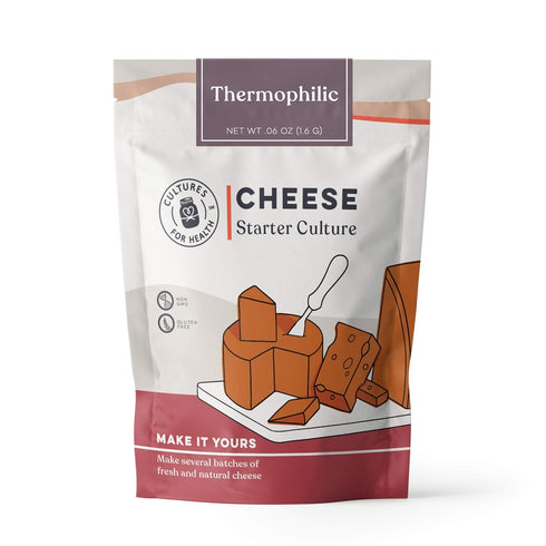Cultures for Health Thermophilic Cheese Starter Culture | 4 Gluten-Free Direct-Set Packets + 2 Vegetable Rennet Tablets | DIY Hard Cheese–Parmesan...