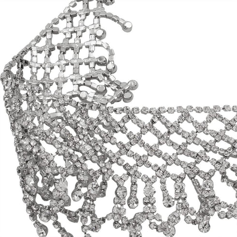 COLORFUL BLING Luxury Rhinestone Full Crystal Tassel Choker Necklace for Women Party Wedding Bridal Bridesmaid Costume Neck Jewelry Accessories...