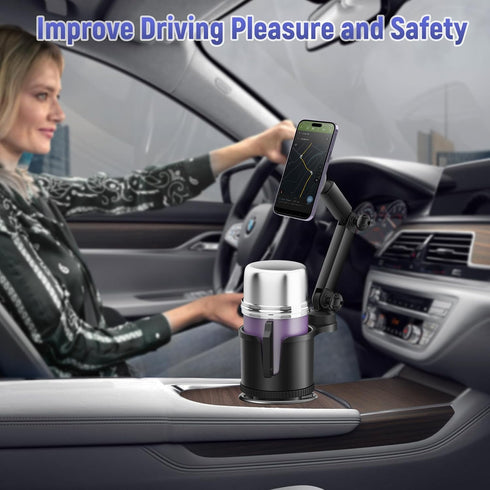 Cup Phone Holder for Magsafe Car Mount, Magnetic Cell Phone Holder Long Arm with 360°Rotation, Hands Free Magnet Phone Cradle Fit with iPhone 15 1...
