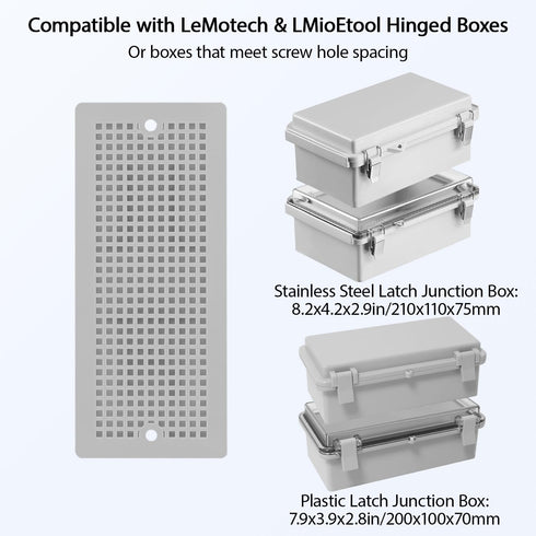 LeMotech 2pc Junction Box Mounting Plate ABS Plastic Internal Panel w/Screws for Installation on Electrical Box with Latches 6.81"x2.91"...