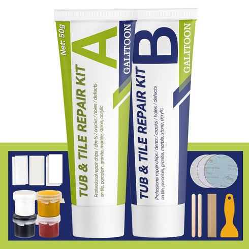 Porcelain Repair Kit, Fiberglass Tub Repair Kit, Shower Sink, Bathtub and Countertop Tile Repair Kit, Repair Chips Dents Cracks Scratches from Cer...