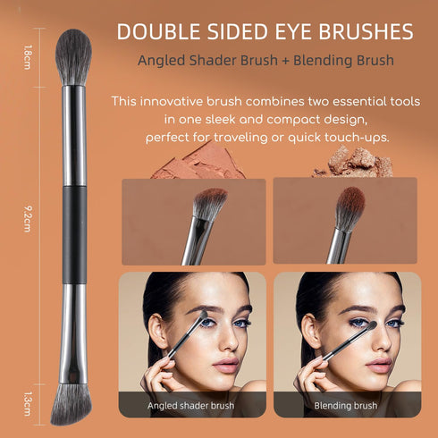 ENERGY Travel Eye Makeup Brush Set Eyeshadow Eye Blending Eyeliner Under Eye Concealer Eye Brow Smudge Makeup Kit with Portable Compact Mirror Cas...