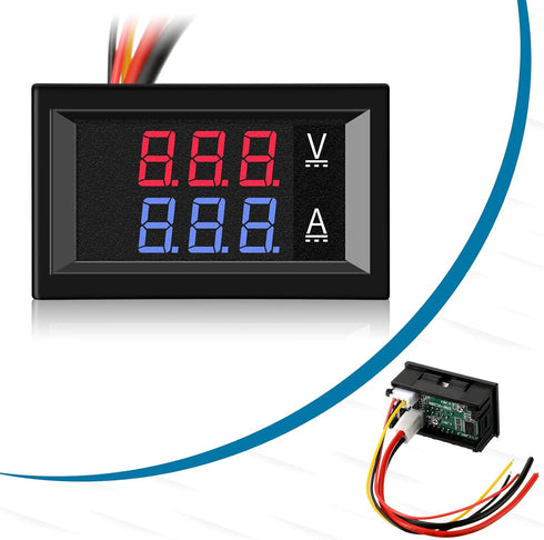 10 Pcs 0.28 Digital Voltmeter Ammeter 100V 10A Volt Amp Meter Current Voltage Tester with Connect Wires Red Blue Dual LED Multimeter Display Panel...