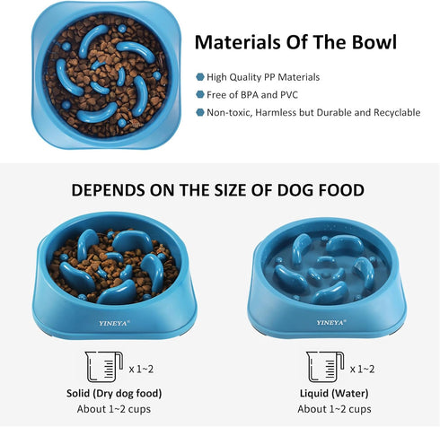 2Pcs Slow Feeder Dog Bowls Large Breed, Dog Slow Feeder Bowl, Dog Food Bowls Slow Feeder, Dog Bowl Slow Feeder, Dog Bowl That Slow Down Eating, Pu...