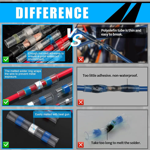 450PCS Solder Stick Seal Wire Connectors, Marine Grade Heat Shrink Wire Connectors, Waterproof & Insulated Electrical Solderstick Butt Terminals f...