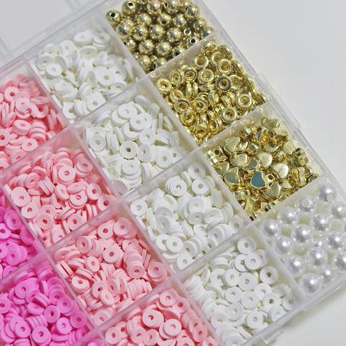 MELIUS Clay Beads Friendship Bracelet Making Kit, Polymer Beads and Spacer Beads with Pearl Beads in 24 Grid Box for Jewelry Making, DIY Bracelets...