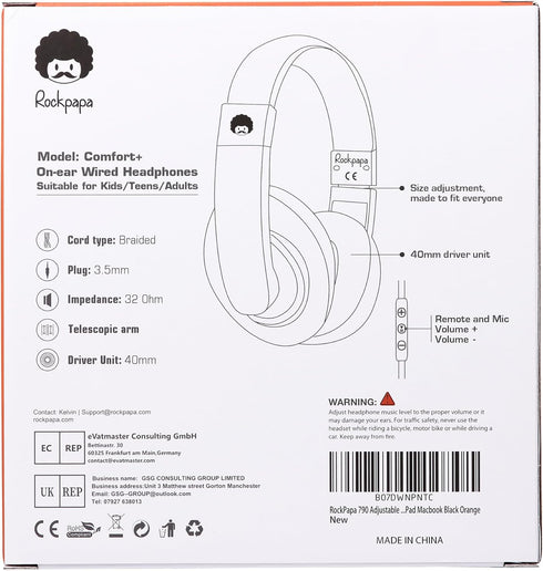rockpapa Comfort+ Kids Headphones with Microphone and Volume Control, Boys Girls Student Over-Ear Headphones Wired for School Classroom Laptop PC ...