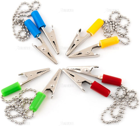 AUEAR, 6 Pack Napkin Clips Metal Dental Bib Chain Holder Fixing Lanyard Flexible for Adult (4 Colors)...