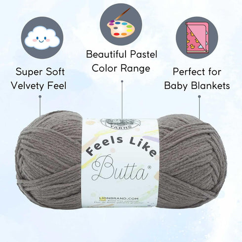 Lion Brand Yarn Feels Like Butta Yarn Cocoa 215-125 (3-Skein) Same Dyelot Worsted Medium #4 Soft 100% Polyester Bundle with 1 Artsiga Craft Bag......