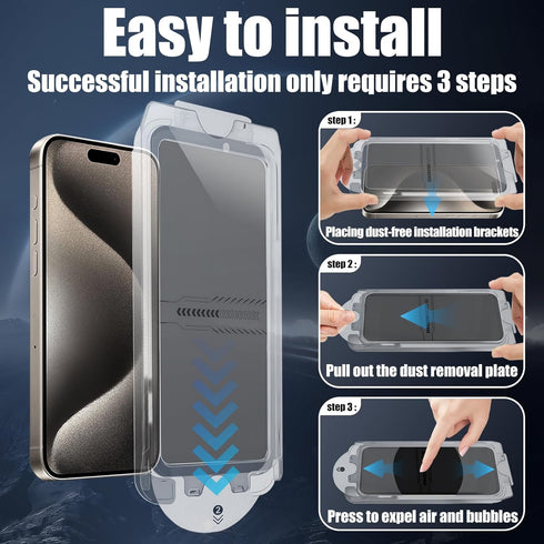 TQLGY 2+2 Packs for iPhone 15 Pro Max Privacy Screen Protector, Auto Dust Removal Installation, Anti-Spy Tempered Glass With Camera Lens Protector...