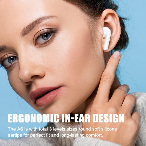 A6 Wireless Earbuds 60H Playtime in-Ear Bluetooth 5.3 Headphones with LED Power Display IPX5 Waterproof Earphones Immersive Stereo Sound Deep Bass...