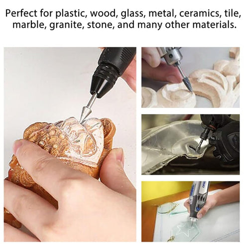 6mm Diamond Drill Grinding Bit Set, 1/8 Shank Stone Carving Set Diamond Burr Bits for Stone Ceramic Carving, Grinding, Polishing, Engraving, Sandi...