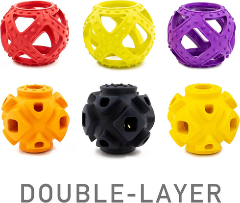 Dog Ball Toy, Jingle Bell Inside for Gift, Rubber Squeaky Toy, Interactive Smart Ball with Holes, Ideal for Puppies, Small, Medium and Blind Dogs,...