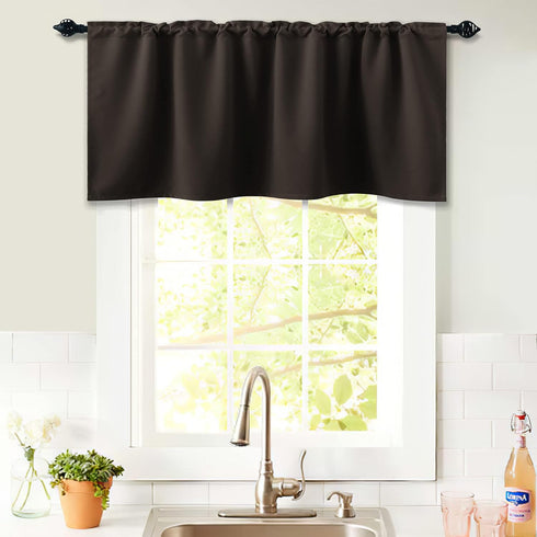 KOUFALL Blackout Valance Curtains for Living Room Rod Pocket Valence for Window Chocolate Brown 52x18 Inch Length...
