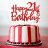 Red Glitter Happy 21st Birthday Cake Topper - 21Sign Cake Topper - Cheers to 21 Years Party Supplies - 21st Birthday Party Decorations...