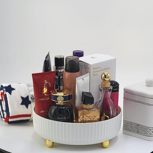 Perfume stand Organizer, 360 Degree Rotating Lazy Susan Cosmetic Desk Storage Lotions Display Case Round Gift Tray with Large Capacity, for Your J...