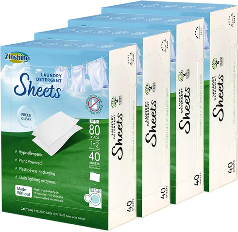Laundry Detergent Sheets - Stain Fighting Enzymes - Concentrated Liquidless Laundry Sheets - Free & Clear - 320 Loads - Free of Harsh Chemicals - ...