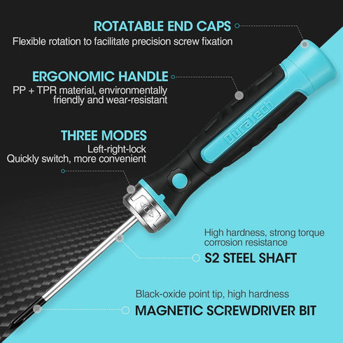 DuraTech 6-Piece Ratcheting Screwdriver Set, Precision Screwdrivers with Pouch, Phillips, Slotted, Magnetic Screwdriver Repair Tool Kit, 3 Ratchet...
