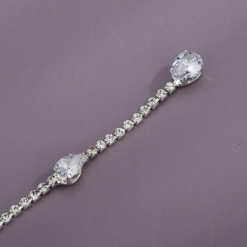 YERTTER Silver Sparkly Full Rhinestone Chain Choker Tassel Necklace Long Crystal Collar Necklace Luxury Diamond Statement Choker Necklace for Part...