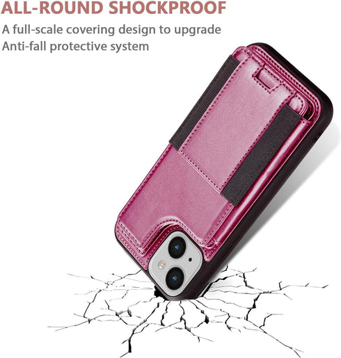 iPhone 15 Plus Wallet Case Faux Leather Magnetic Clasp Phone Cover with Card Holder for iPhone 15 Plus (6.7-Inch), Red......