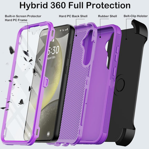 for Samsung Galaxy S24 Plus Case with Belt Clip Holster & Kickstand,Built-in Screen Protector,Heavy Duty Shockproof Drop Protection Military Grade...