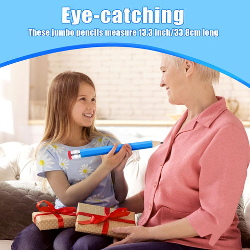 2pcs Big Pencils, 13.3 Inch Wooden Jumbo Pencils Funny Giant Pencil Novelty Large Pencil Wooden Pencils for Crafts School Home Office Party Props ...