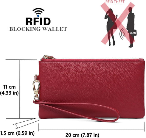 Women's Wristlet Clutch Slim Leather Wallet RFID Blocking Pouch...