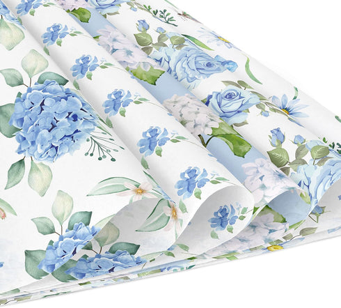 24 Sheets Blue Floral Pattern Paper, 12" x 12" Floral Patterned Cardstock Paper Scrapbooking Supplies Paper Decorative Craft Paper for DIY Card Ma...