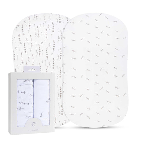 Ely’s & Co. Bassinet Sheets, Baby Boy/Girl Fitted Bassinet Mattress Sheet Set - 2 Pack, 100% Jersey Knit Cotton, fits Oval, Hourglass and Rectangl...