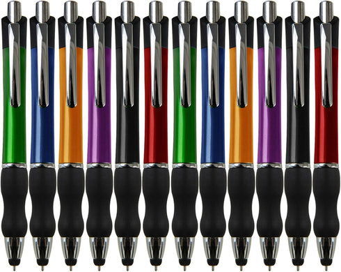 Retractable Ballpoint Pens Black Ink Pen Medium Point Work Smooth Writing for Men Women Pens for Universal Touchscreen Devices, iPad, iPhone, Andr...