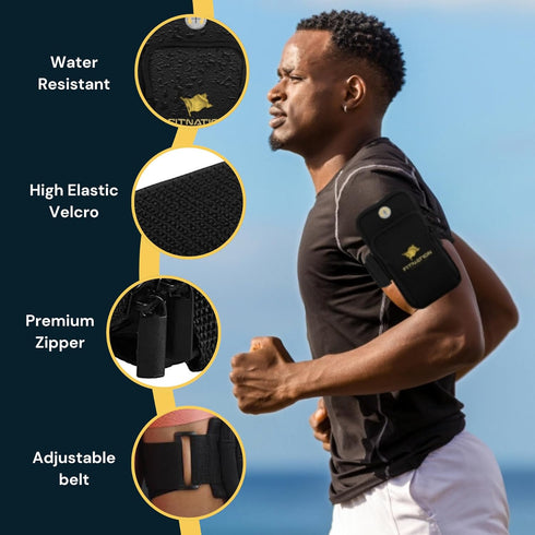 Arm Band for Phone for Running – Water Resistant Phone Running Phone Holder – Adjustable Belt Cell Phone Wallet (Black)......