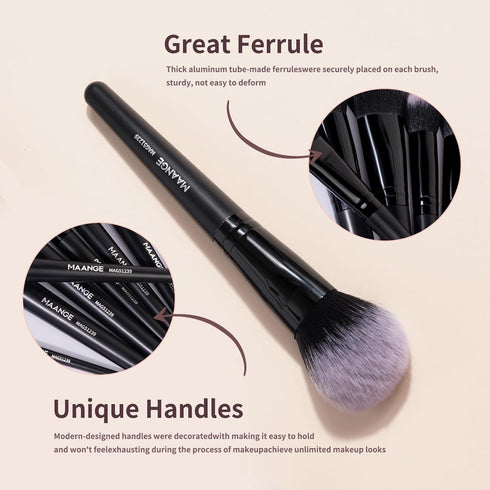 Makeup Brush Set, MAANGE 18 Pcs Premium Synthetic Makeup Brushes Soft Foundation Face Powder Eye Shadow Professional Make up Brushes Kit, Black, w...