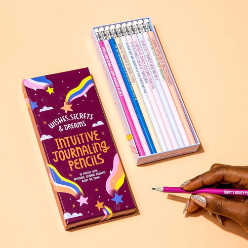 Em & Friends Intuitive Journaling Pencils: Wishes, Secrets, and Dreams Pencil Set, 10 Pencils with Journal Prompts...