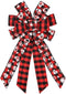 Hying Large Valentines Bows for Wreath, Valentines Wreath Bow Black Red Buffalo Plaid Bows Holiday Hearts Burlap Tree Topper Bows for Front Door D...