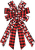 Hying Large Valentines Bows for Wreath, Valentines Wreath Bow Black Red Buffalo Plaid Bows Holiday Hearts Burlap Tree Topper Bows for Front Door D...