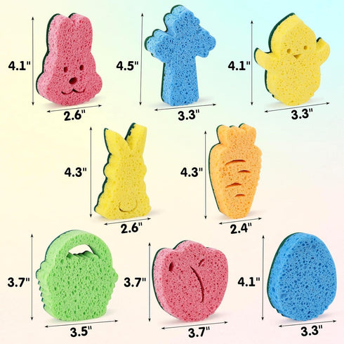 Vansolinne Sponges Cleaning Kitchen Sponges Easter Sponge Cleaning Kitchen Gifts for Easter Household Scouring Pads 8PCS Dual-Sided Sponge Scratch...