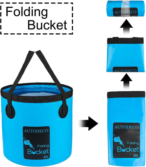 AUTODECO Collapsible Bucket 5 Gallon Container Folding Water Bucket Portable Wash Basin for Camping Fishing Travelling Outdoor Gardening Car Washi...