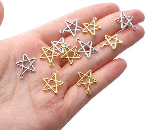 BronaGrand 100pcs Star Pentagram Charms Pendant Alloy Pentacle Charm Celestial Charms for DIY Bracelets Necklace Jewelry Making Craft Supplies...
