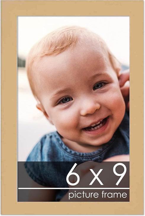 Poster Palooza 6x9 Traditional Natural Wood Picture Frame - UV Acrylic, Foam Board Backing, & Hanging Hardware Included!...