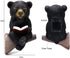 Sitting Bear Tree Hugger with Solar LED Light, Baby Bear Reading Book Garden Statue, Resin Animal Figurine Outdoor Decor, Yard Art Sculpture for L...